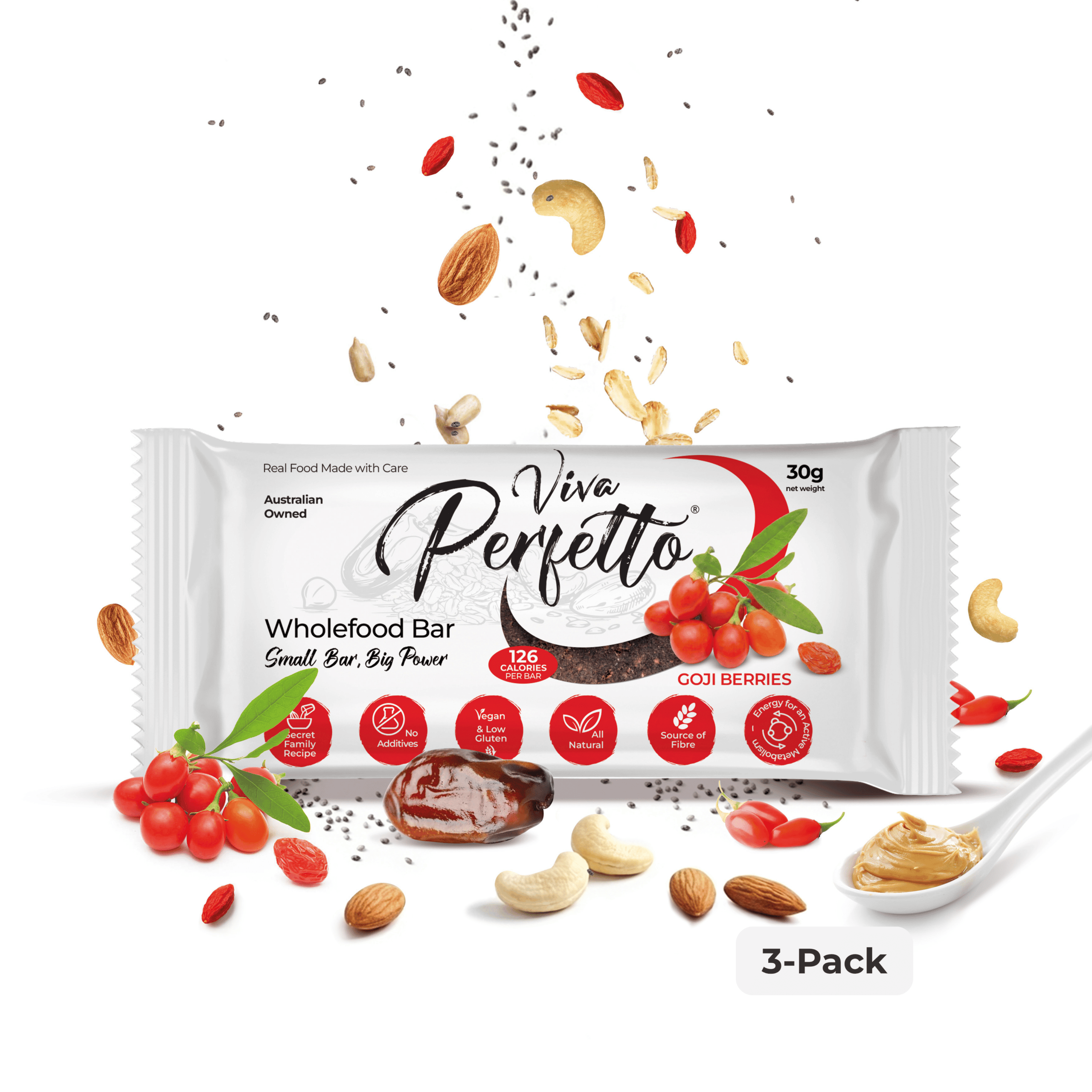 WB 3PACK goji - single bar variant Goji Berries Wholefood Bar - Image 1